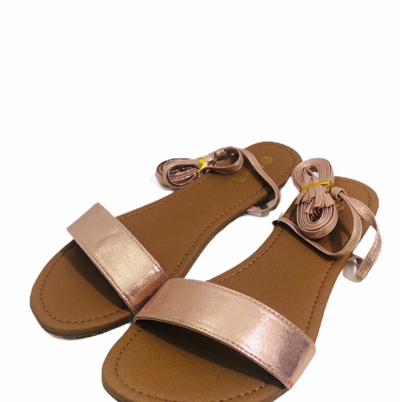 Dream Paris lace up flat sandals rose color - Picture 3 of 7